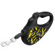 Повідець-рулетка для собак WAUDOG R-leash, малюнок "Бетмен Візерунок", XS, до 12 кг, 3 м, світловідбиваюча стрічка чорний