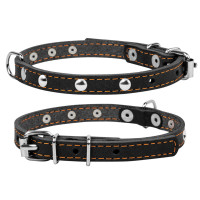 Ошейник &Cot;CoLLaR одинарный с украшениями (ширина 14мм, длина 27-35см) черный