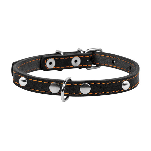 Ошейник &Cot;CoLLaR одинарный с украшениями (ширина 14мм, длина 27-35см) черный