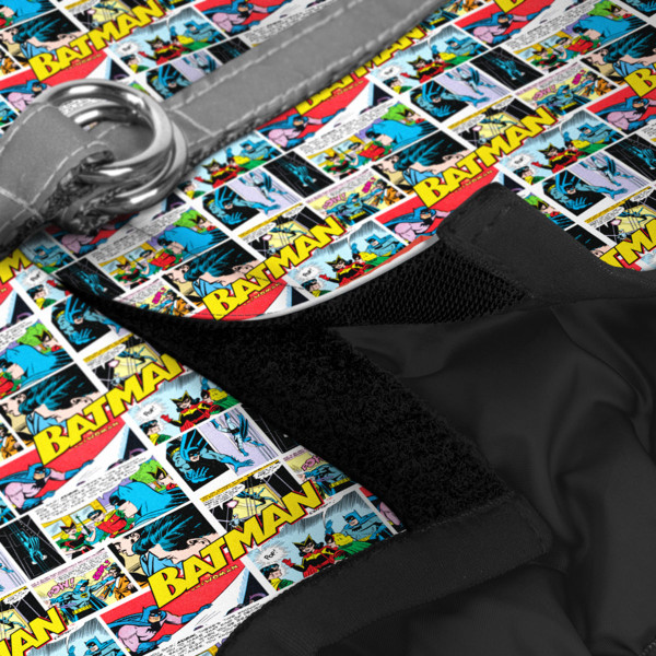 Шлея для собак м'яка WAUDOG Clothes з QR паспортом, малюнок "Бетмен комікс", S1, В 40-45 см, С 29-31 см