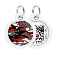 Адресник для собак и кошек металлический WAUDOG Smart ID с QR паспортом, рисунок "Камо серый", круг, Д 30 мм