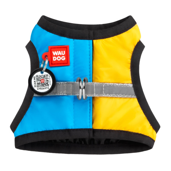 Шлея для собак м'яка WAUDOG Clothes з QR паспортом, "Colors of freedom", XS2, В 28-31 см, С 20-22 см