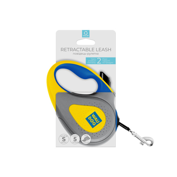 Поводок-рулетка для собак WAUDOG R-leash, рисунок "Colors of freedom", S, до 15 кг, 5 м, светоотражающая лента