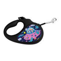 Поводок-рулетка для собак WAUDOG R-leash, рисунок "Год и Морти 1", XS, до 12 кг, 3 м, светоотражающая черная лента
