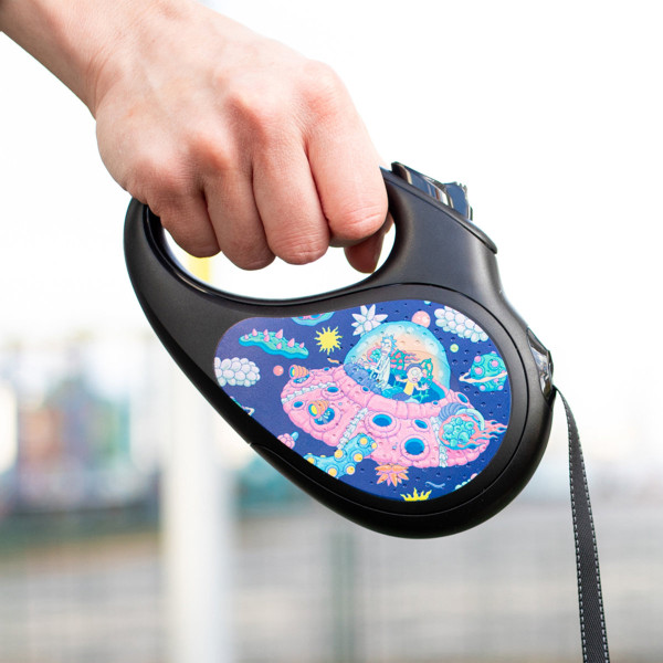 Повідець-рулетка для собак WAUDOG R-leash, малюнок "Рік та Морті 1", XS, до 12 кг, 3 м, світловідбиваюча стрічка чорний