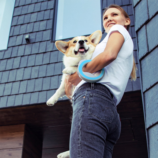 Повідець-рулетка для собак WAUDOG R-leash, кругла, XS-M, до 40 кг, 2,9 м, світловідбиваюча стрічка блакитний