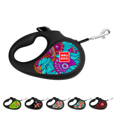 Повідець-рулетка для собак WAUDOG R-leash, малюнок "Літо", XS, до 12 кг, 3 м, світловідбиваюча стрічка чорний