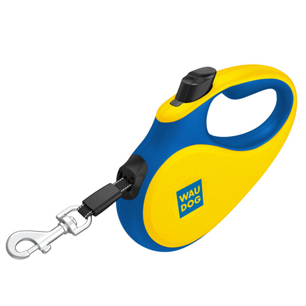 Повідець-рулетка для собак WAUDOG R-leash, малюнок "Colors of freedom", M, до 25 кг, 5 м, світловідбивна стрічка