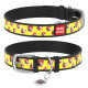 Нашийник WAUDOG Design з малюнком "Француз", преміум шкіра, металева пряжка (ширина 15 мм, довжина 27-36 см) чорний