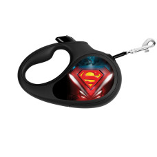 Повідець-рулетка для собак WAUDOG R-leash, малюнок "Супермен Лого", XS, до 12 кг, 3 м, світловідбиваюча стрічка чорний