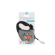 Поводок-рулетка для собак WAUDOG R-leash, рисунок "ВАУ", XS, до 12 кг, 3 м, светоотражающая черная лента