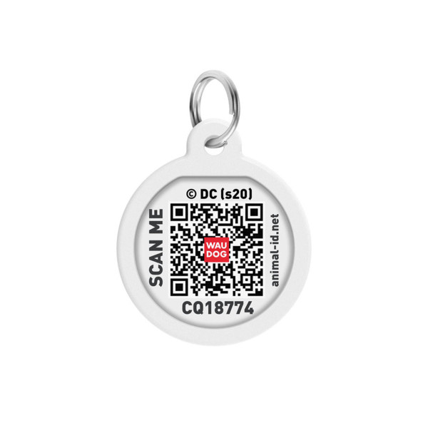 Адресник для собак та котів металічний WAUDOG Smart ID з QR паспортом, малюнок "Джокер зелений", круг, Д 25 мм