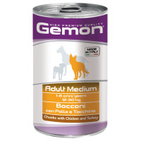 Вологий корм для собак Gemon Dog Wet Medium Adult шматочки з куркою та індичкою, 1.25 кг