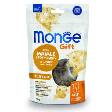 Ласощі для котів Monge Gift Fussy Cat свинина і сир, 60 г