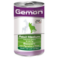 Влажный корм для собак Gemon Dog Wet Medium Adult кусочки с ягненком и рисом, 1.25 кг