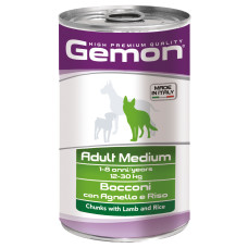 Вологий корм для собак Gemon Dog Wet Medium Adult шматочки з ягням та рисом, 1.25 кг