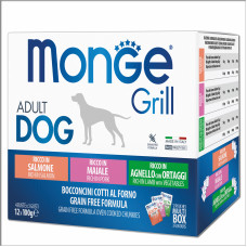 Вологий корм для собак Monge Dog Grill Mix лосось, ягня, свинина, 1.2 кг