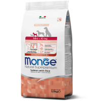 Сухой корм для щенков Monge Dog Mini Puppy & Junior лосось с рисом, 2.5 кг