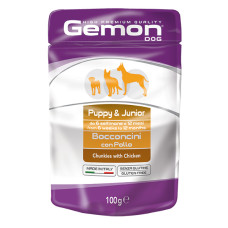Вологий корм для цуценят Gemon Dog Wet Puppy & Junior шматочки з куркою, 100 г