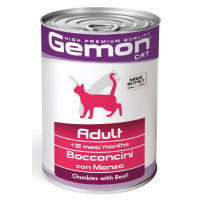 Вологий корм для котів Gemon Cat Wet Adult зі шматочками яловичини, 415 г