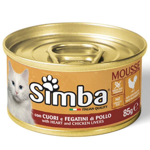 Вологий корм для котів Simba Cat Wet курячі серця та лівер, 85 г
