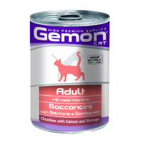 Вологий корм для котів Gemon Cat Wet Adult лосось з креветками, 415 г