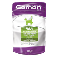 Вологий корм для котів Gemon Cat Wet Adult шматочки з кроликом та овочами, 100 г
