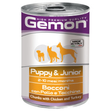 Вологий корм для цуценят Gemon Dog Wet Puppy & Junior шматочки з куркою и індичкою, 415 г