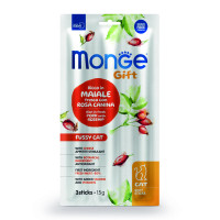 Ласощі для котів Monge Gift Fussy Cat свинина з шипшиною і сиром, 15 г