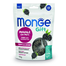 Ласощі для цуценят Monge Gift Dog Puppy and Junior Growth Support свинина з ожиною, 150 г