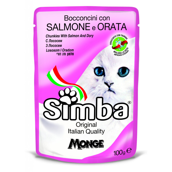 Вологий корм для котів Simba Cat Wet лосось та рибка дорі, 100 г