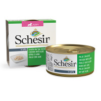 Schesir Chicken Aloe Puppy ШЕЗИР КУРКА С АЛОЭ в желе натуральные консервы для щенков, влажный корм, банка 150г, 0.15 кг.