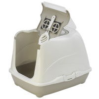 Moderna Flip Cat МОДЕРНА ФЛИП КЕТ закритий туалет з відкидною кришкою для котів, 50х39х37см , Теплий сірий см., 50(Д) х 39(Ш) х 37(В) см см.