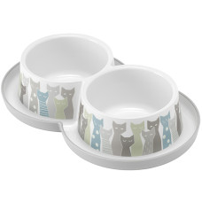 Moderna Double Trendy Dinner Maasai МОДЕРНА МАСАЇ подвійна миска для котів, 2х350мл , Світло-сірий см., 0.7 л., d-10 см см.