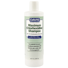 Davis Maximum Chlorhexidine Shampoo ДЕВІС МАКСИМУМ ХЛОРГЕКСИДИН шампунь з 4% хлоргексидином для собак і котів із захворюваннями шкіри та шерсті , 0.355 л.