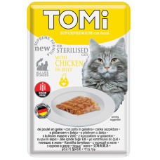 TOMi Sterilised Chicken in Jelly ТОМІ СТЕРІЛАЙЗИД КУРКА В ЖЕЛЕ консерви для стерилізованих котів, вологий корм, пауч 85г , 0.085 кг.