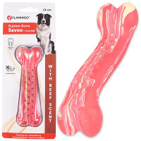Flamingo Rubber Saveo Curved Bone Beef ФЛАМІНГО САВЕО ВИГНУТА КІСТКА жувальна іграшка для собак, смак яловичини , 13х4 см см.