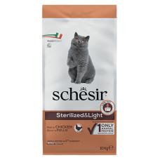 Schesir Cat Sterilized & Light ШЕЗІР СТЕРИЛІЗОВАНІ ЛАЙТ КУРКА сухий монопротеїновий корм для стерилізованих котів, для котів схильних до повноти , 10 кг., Пакунок см.