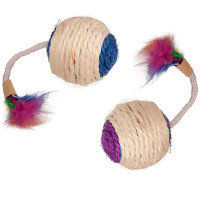 Flamingo Bouly Sisal Ball Feather ФЛАМИНГО СИЗАЛЕВЫЙ МЯЧ с перьями игрушка для кошек, диаметр 6 см см.