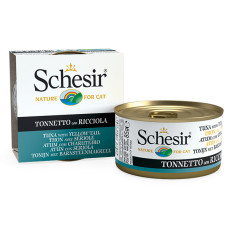 Schesir Tuna with Yellow Tail ШЕЗІР ТУНЕЦЬ З ЖОВТОХВОСТОМ в желе натуральні консерви для котів, вологий корм, банка 85г , 0.085 кг.