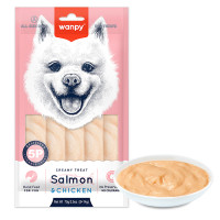 Wanpy Creamy Lickable Treat Salmon&Chicken ВАНПІ ЛОСОСЬ КУРКА рідкі ласощі для собак , 0.07 кг., в пакунку 5 стіків по 14 г см.
