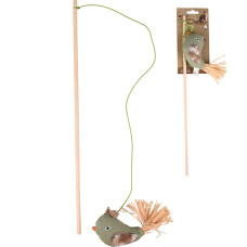 Flamingo Natura Delight Bird ФЛАМІНГО ПТАХ вудка дражнилка з котячою м’ятою іграшка для котів , довжина ручки 45 см, довжина гумки 48.5 см см.