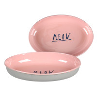 Flamingo Nell Oval ФЛАМІНГО НЕЛЛ ОВАЛЬНА емальована миска для котів 275мл , 0.275 л., Рожевий - сірий л.