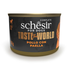 Schesir Taste the World Chicken With Paella ШЕЗІР КУРКА З ПАЕЛЬЄЮ в бульйоні натуральні консерви для собак, вологий корм, банка 150г , 0.15 кг.