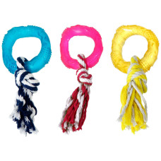 Flamingo Good4Fun Ring With Rope ФЛАМІНГО ГУД ФО ФАН КІЛЬЦЕ З МОТУЗКОЮ іграшка для собак, TPR-гума , 8 см см.