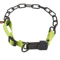 Sprenger Adjustable Collar with Assembly Chain СПРЕНГЕР РЕГУЛИРУЕМЫЙ ОШЕЙНИК с нейлоном для собак, среднее звено, нержавеющая сталь, Зеленый - вороненная сталь см., 3 мм, 60-65 см см.