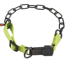 Sprenger Adjustable Collar with Assembly Chain СПРЕНГЕР РЕГУЛЬОВАНИЙ НАШИЙНИК з нейлоном для собак, середня ланка, нержавіюча сталь , Зелений - воронена сталь см., 3 мм, 60-65 см см.