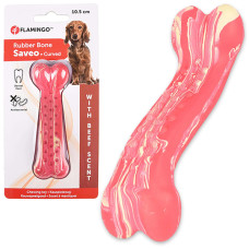 Flamingo Rubber Saveo Curved Bone Beef ФЛАМІНГО САВЕО ВИГНУТА КІСТКА жувальна іграшка для собак, смак яловичини , 10,5х3,5 см см.