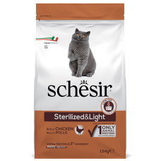 Schesir Cat Sterilized & Light ШЕЗІР СТЕРИЛІЗОВАНІ ЛАЙТ КУРКА сухий монопротеїновий корм для стерилізованих котів, для котів схильних до повноти , 1.5 кг., Пакунок см.