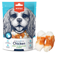 Wanpy Chicken Jerky & Rawhide Wraps ВАНПІ КІСТКА З В’ЯЛЕНОЮ КУРКОЮ ласощі для собак , 0.1 кг.